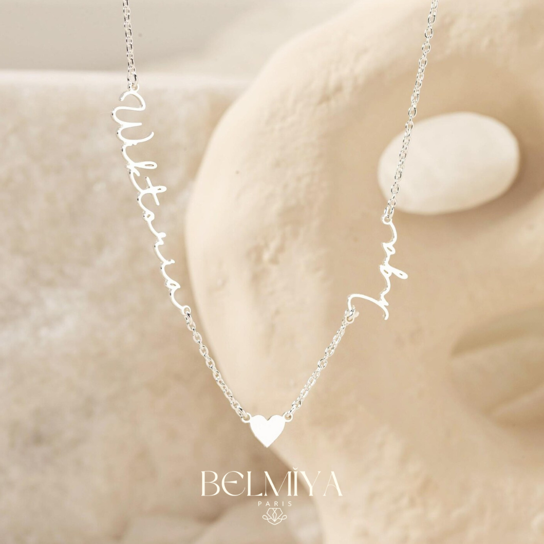 Collier 2 prénoms - Modéle coeur